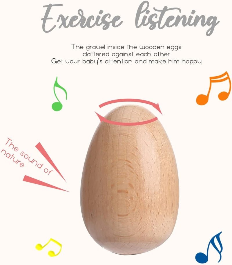 GOGHOST Wood Egg Shaker Set (6 Pcs), Natural Wooden Musical Maracas Percussion Instruments, DIY Paintable Egg Shaker - Image 5